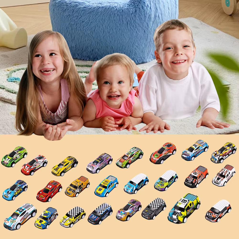 Car Advent Calendar – 24 Days of Mini Racing Vehicles, Christmas Countdown Gift Box for Kids.