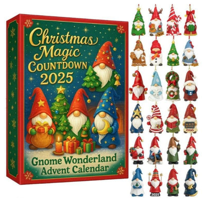 Gnome Wonderland Advent Calendar – 24 Hand-Painted Ornaments | A Whimsical Countdown for Holiday Joy.