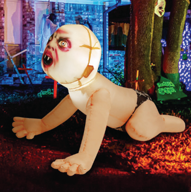 4FT Inflatable Halloween Zombie Baby – LED Blow-Up Decoration for Garden, Lawn, and Indoor Displays