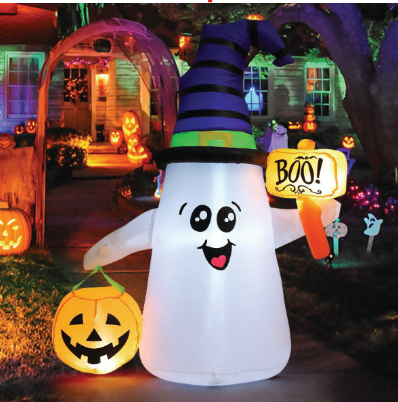 5FT Inflatable Halloween Ghost with Pumpkin – LED-Lit Outdoor and Indoor Decoration