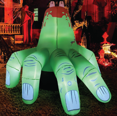 6FT Inflatable Green Monster Hand – LED Halloween Yard Prop for Outdoor and Indoor Decor