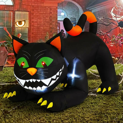 6FT Inflatable Halloween Black Cat – LED Blow-Up Decoration with Moving Head for Garden, Lawn, and Indoor Displays