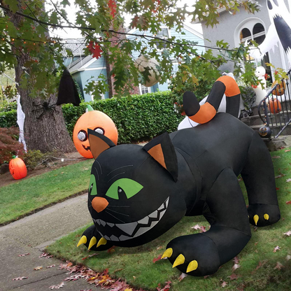 6FT Inflatable Halloween Black Cat – LED Blow-Up Decoration with Moving Head for Garden, Lawn, and Indoor Displays
