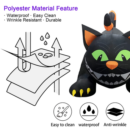 6FT Inflatable Halloween Black Cat – LED Blow-Up Decoration with Moving Head for Garden, Lawn, and Indoor Displays