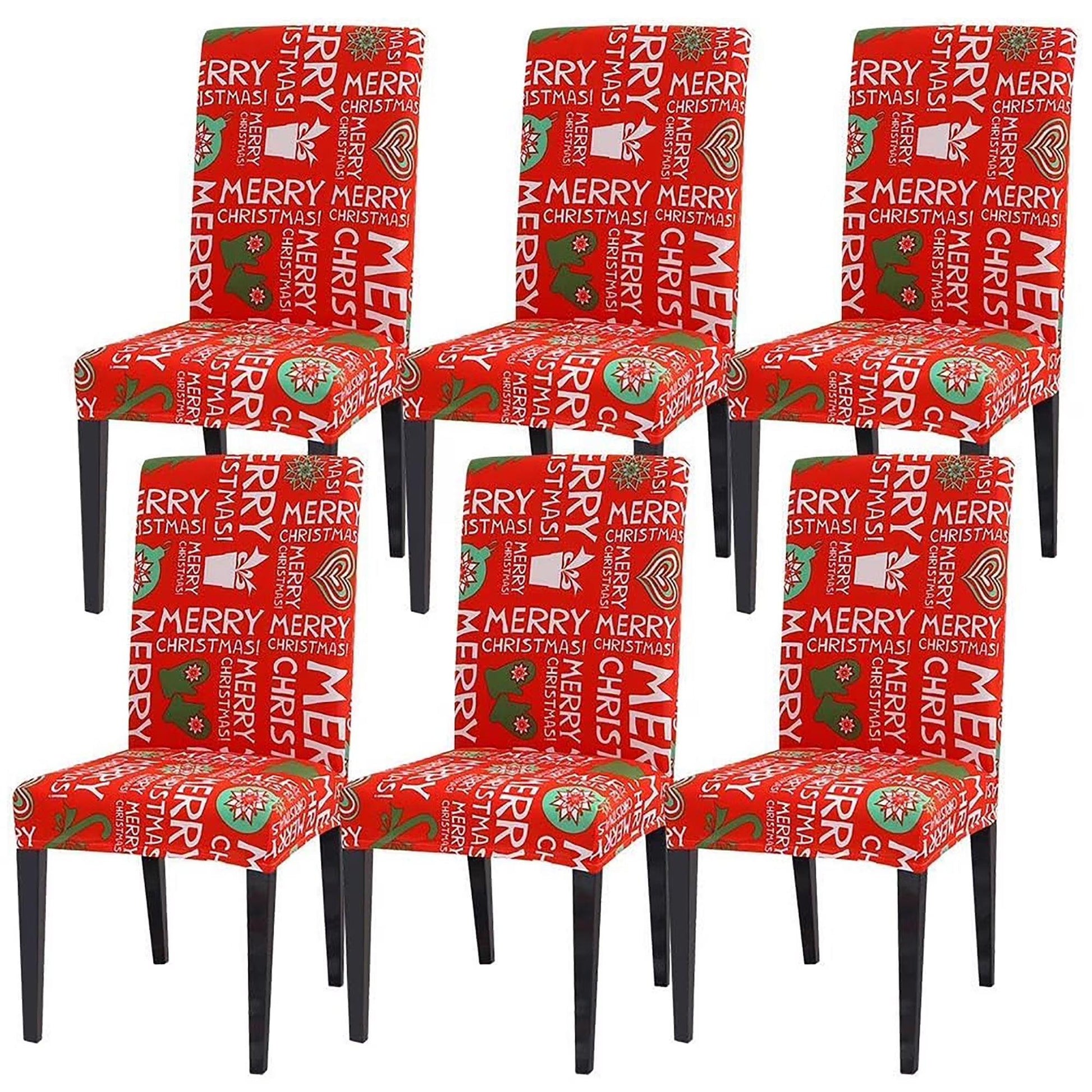 6‑Pack Stretch Christmas Chair Covers – Festive Dining Room Slipcovers.
