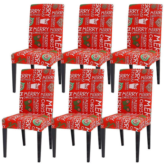 6‑Pack Stretch Christmas Chair Covers – Festive Dining Room Slipcovers.