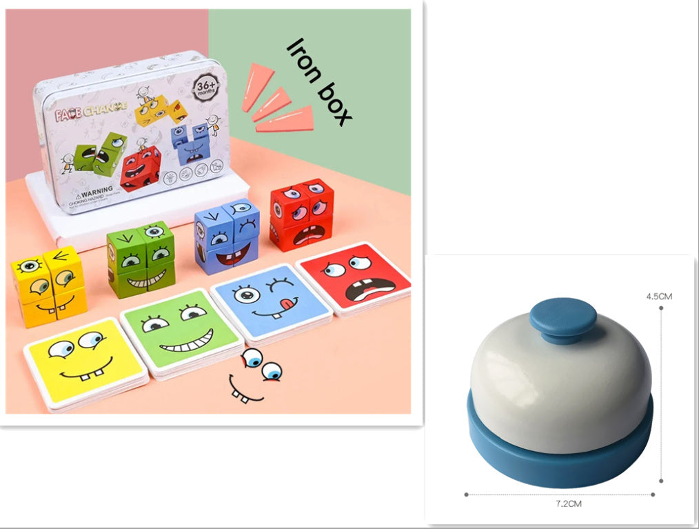 Wooden Expressions Toy Wooden Magic Cube Face Pattern Building Blocks Educational Montessori Toys Wooden Matching Block Puzzles.