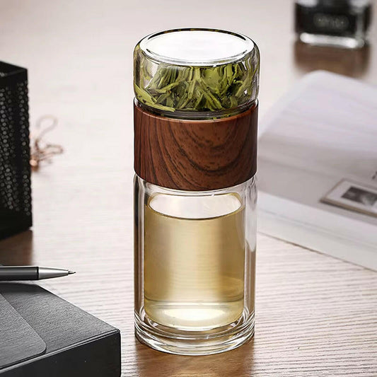 Glass Water Bottle with Infuser & Case - Eco-Friendly, Insulated, Perfect for Tea & Fruit Infusions!.