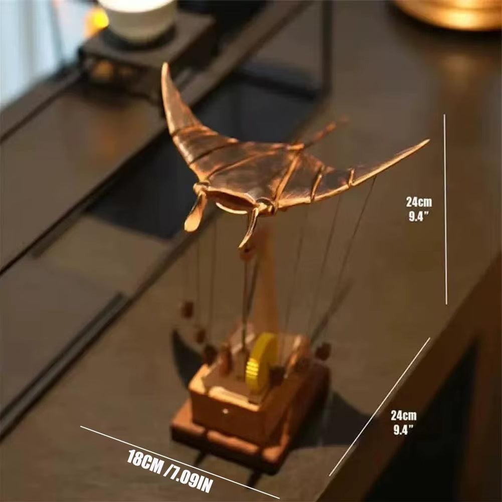 Wooden kinetic sculpture – manta ray with bionic swimming motion