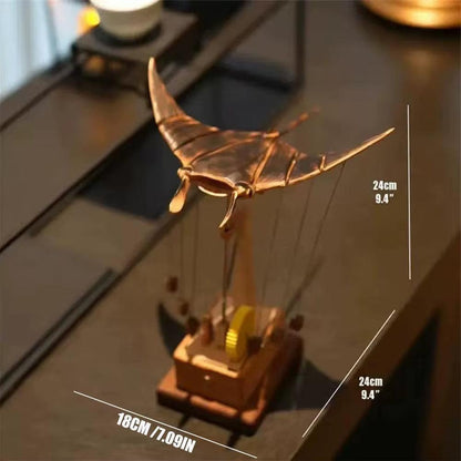 Wooden kinetic sculpture – manta ray with bionic swimming motion
