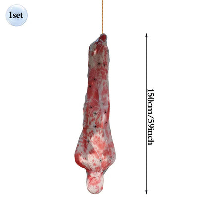 59Inch Halloween Corpse Props Set Outdoor Yard Creepy Shroud Decoration Horror Bloody Body Bag Haunted House Hanging Decorations