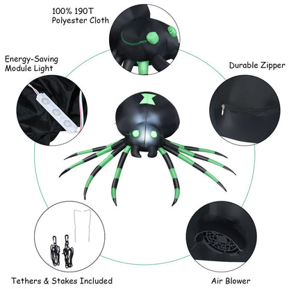 1.8m Halloween Inflatable Spider – LED‑Lit Outdoor Decoration
