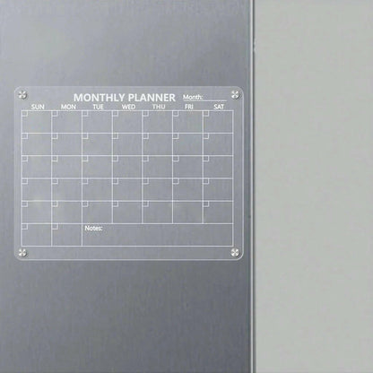 Magnetic Acrylic Calendar for Fridge Refrigerator Monthly Dry Erase Board Markers & Magnetic Pen Holder, Organic Glass Clea