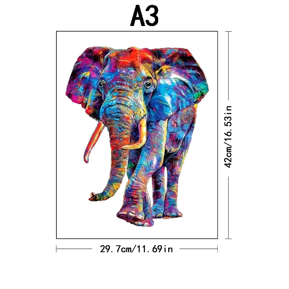 Wooden Animal Puzzle Collection – Bear, Turtle, Cat & Elephant Irregular Jigsaws for Adults & Kids.