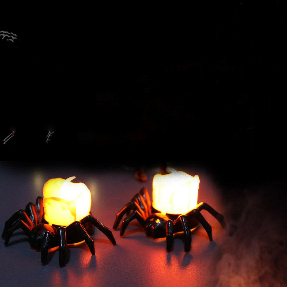 2025 Spider Candlestick LED Ornament – Battery-Powered Halloween Table Light for Parties & Haunted Decor (7×8.5×5cm)