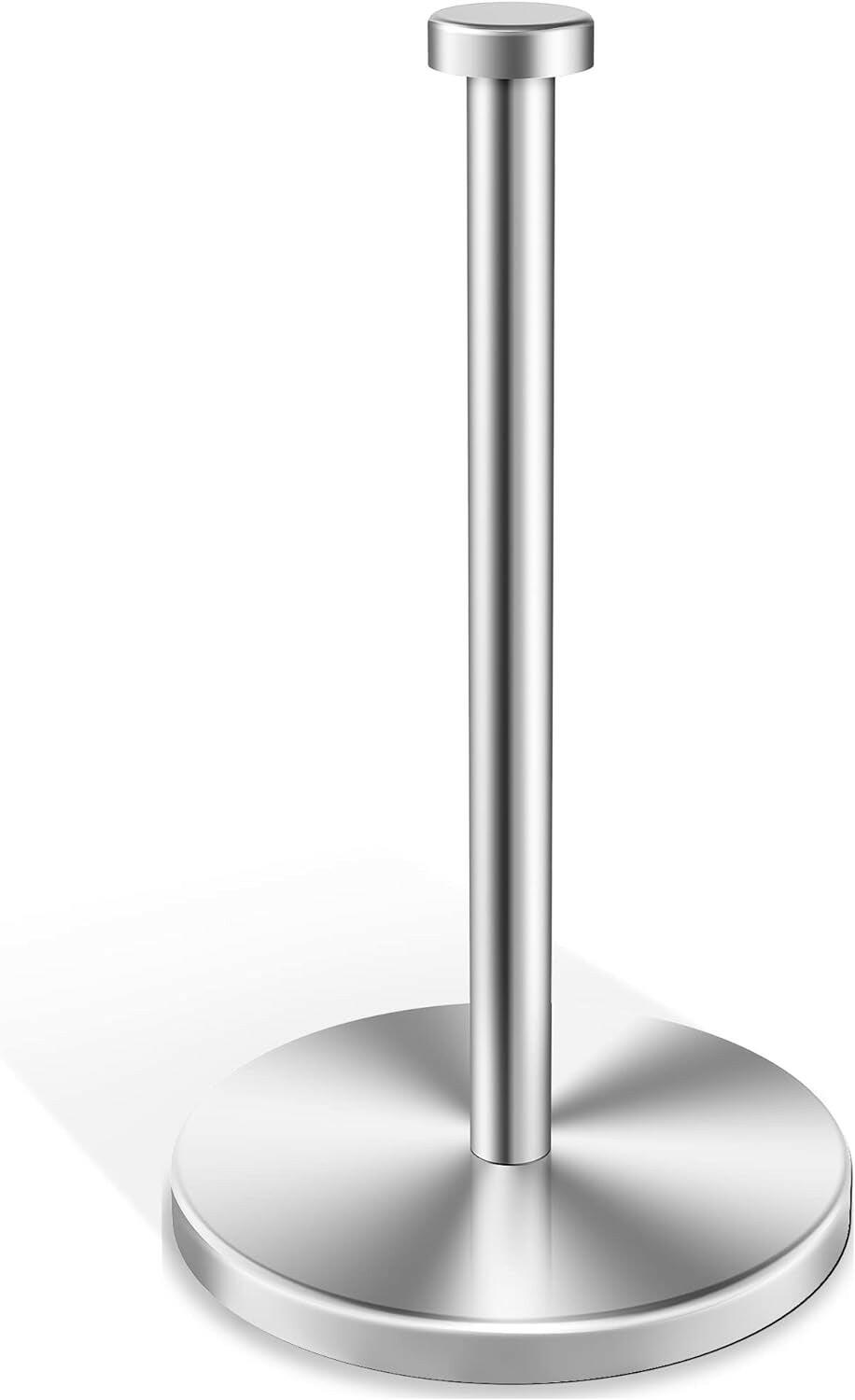 Kitchen Roll Holder Free Standing, Stainless Steel Paper Towel Holder with Suction Cups, Waterproof and Rustproof Kitchen Towel Holder, Suit for Cook House, Bathroom,Outdoor(Silver).