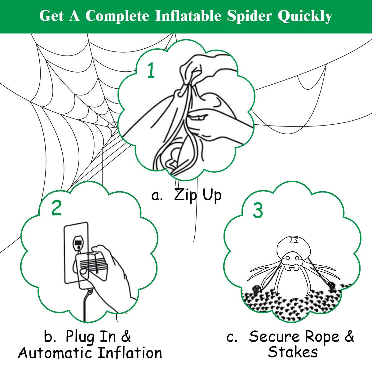1.8m Halloween Inflatable Spider – LED‑Lit Outdoor Decoration