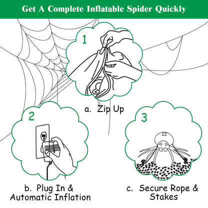 1.8m Halloween Inflatable Spider – LED‑Lit Outdoor Decoration