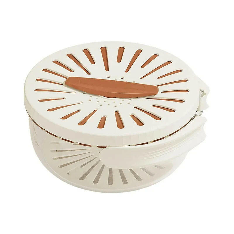 2-In-1 Fruit Drain Basket Vegetable Washing Basket with Foldable Handle Refrigerator Crisper Storage Bowl for Home Kitchen.