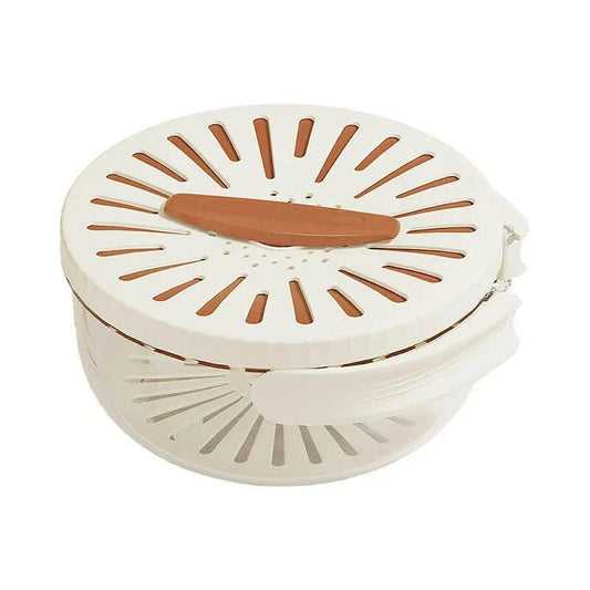 2-In-1 Fruit Drain Basket Vegetable Washing Basket with Foldable Handle Refrigerator Crisper Storage Bowl for Home Kitchen.