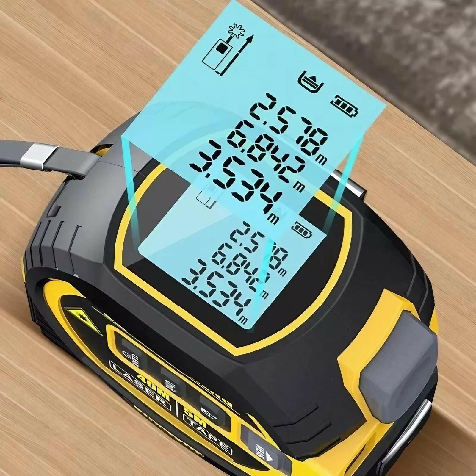 2-In-1 Laser Tape Measure - Precision Tools for W00dwork, Construction and Home DIY..