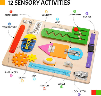 Montessori Wooden Busy Board – 10+ Interactive Activities