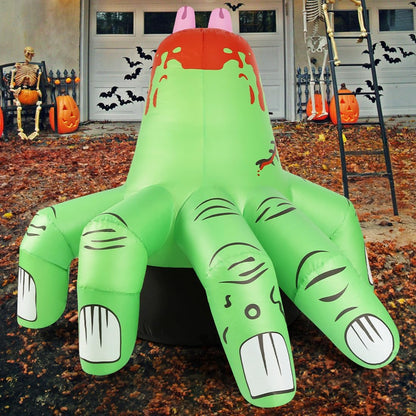 6 FT Halloween Inflatables Hand Outdoor Decorations Blow up Yard Scary Green Giant with Built-In Leds for Indoor Party Garden Lawn Decor