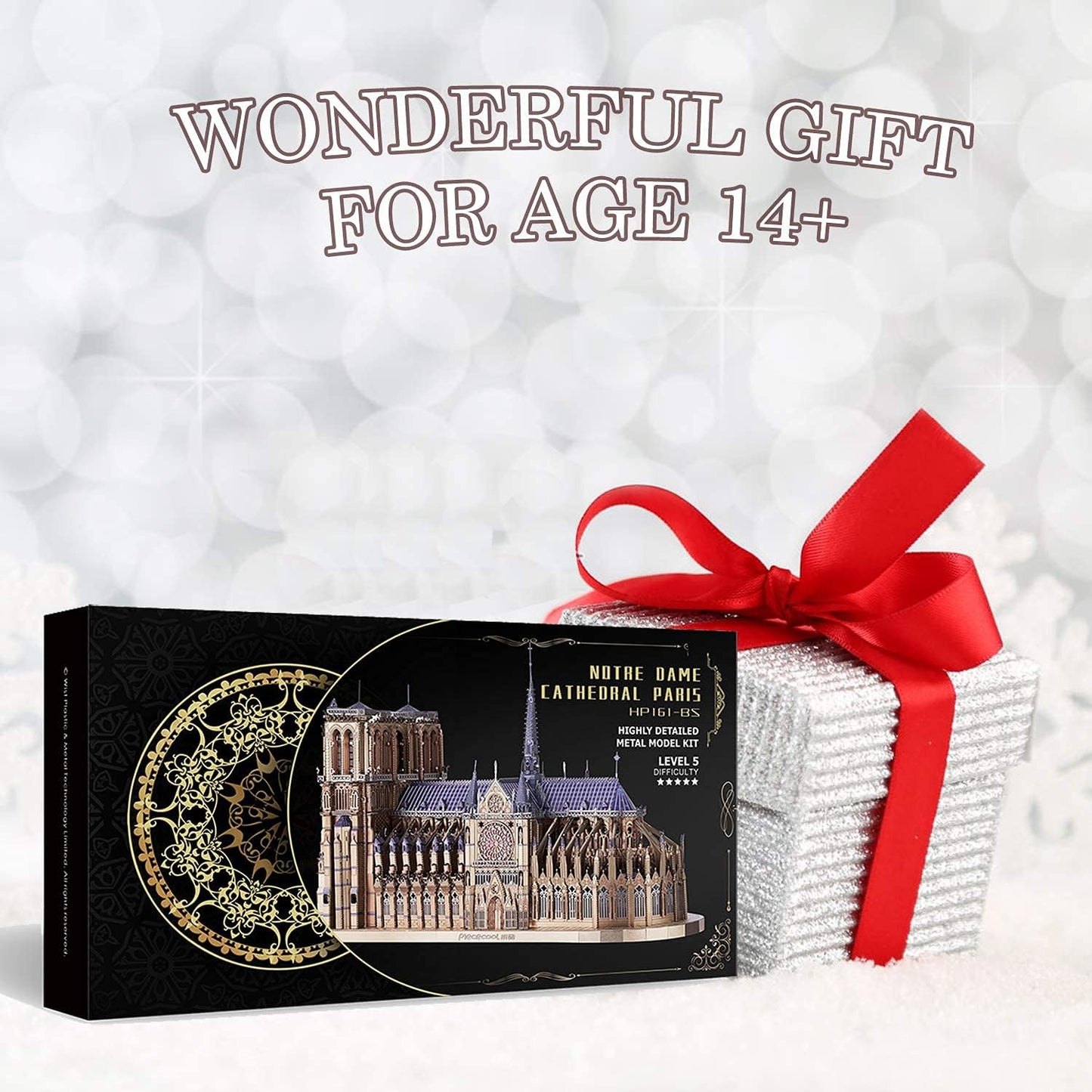 3D Metal Puzzles for Adults and Teens, Notre Dame De Paris Church Metal Model Kit, Challenge French Cathedral Brain Teaser Architecture Building Blocks Puzzle, 382 Pcs