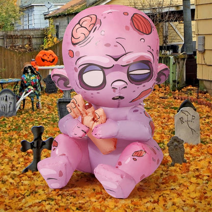 3 FT Halloween Inflatables Zombie Outdoor Decorations Blow up Yard with Built-In Led