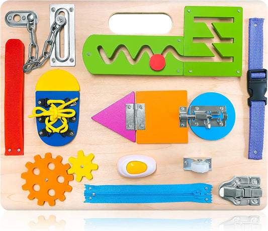 Montessori Wooden Busy Board – 10+ Interactive Activities