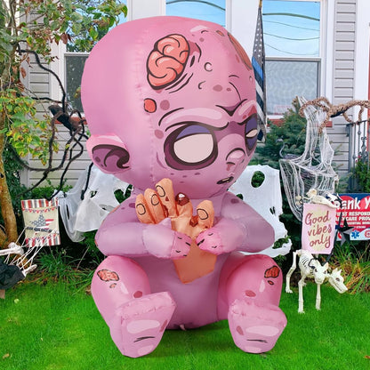 3 FT Halloween Inflatables Zombie Outdoor Decorations Blow up Yard with Built-In Led