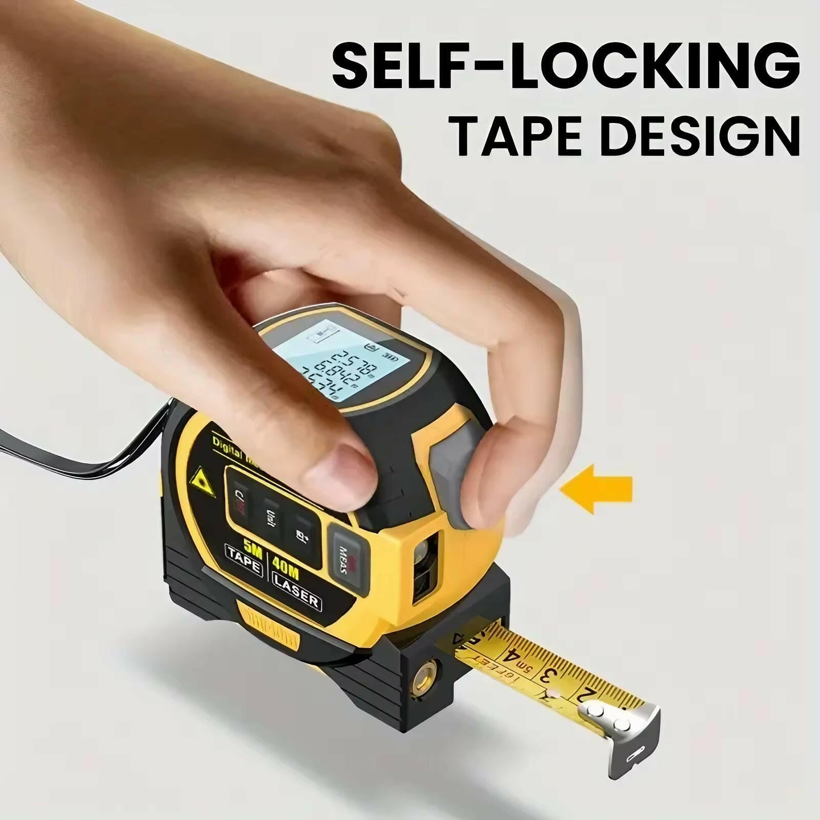 2-In-1 Laser Tape Measure - Precision Tools for W00dwork, Construction and Home DIY..