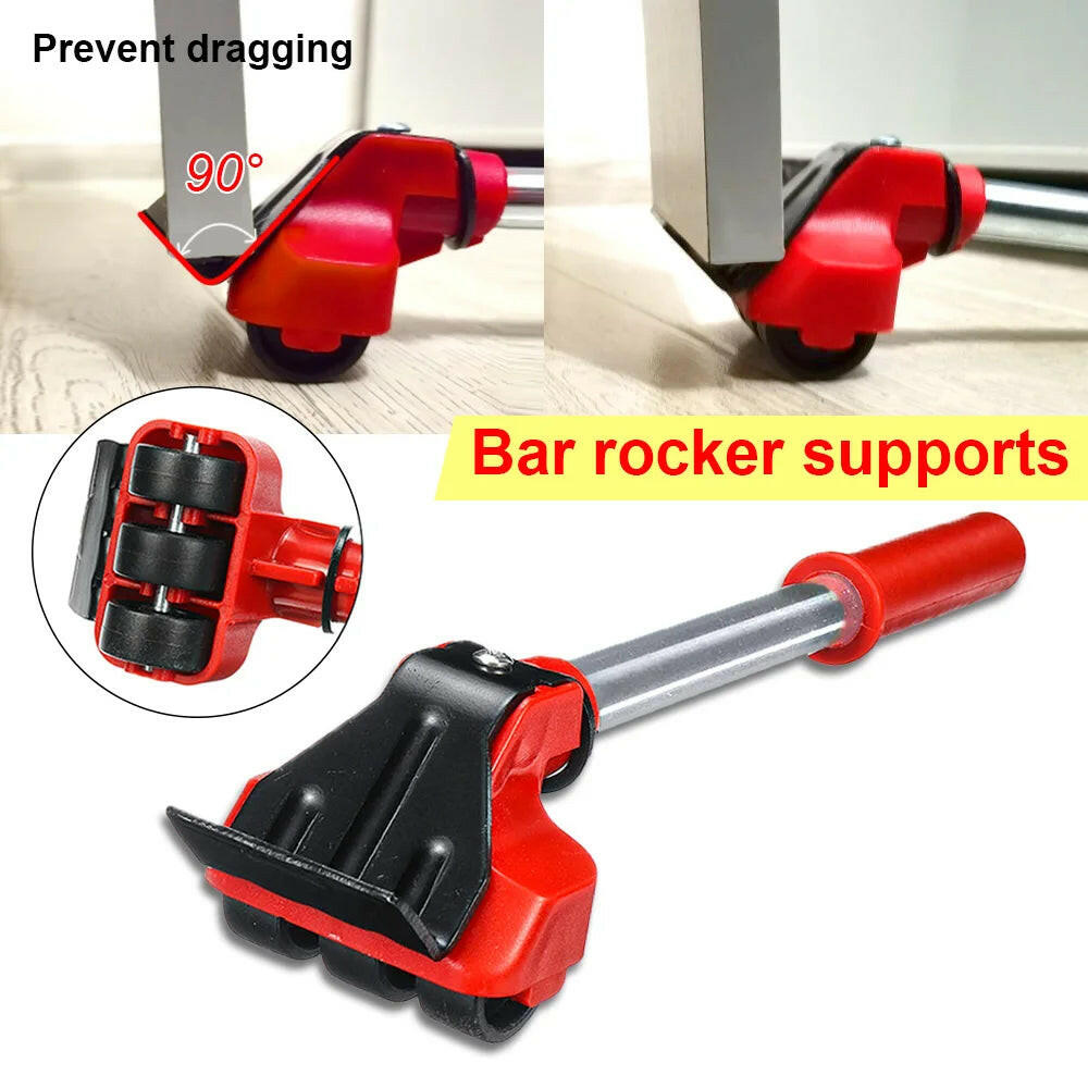 Heavy Duty Furniture Lifter & Mover Set – 5Pcs, 360° Rotating Wheels.