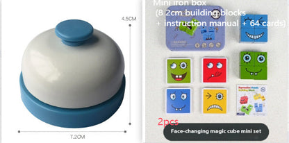 Wooden Expressions Toy Wooden Magic Cube Face Pattern Building Blocks Educational Montessori Toys Wooden Matching Block Puzzles.