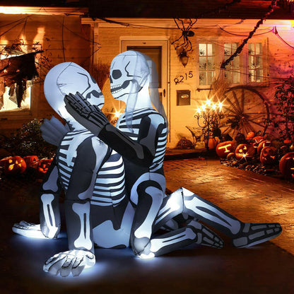 6.5FT Inflatable Halloween Skeleton Couple – LED Blow-Up Decoration for Garden, Lawn, and Indoor Party Displays
