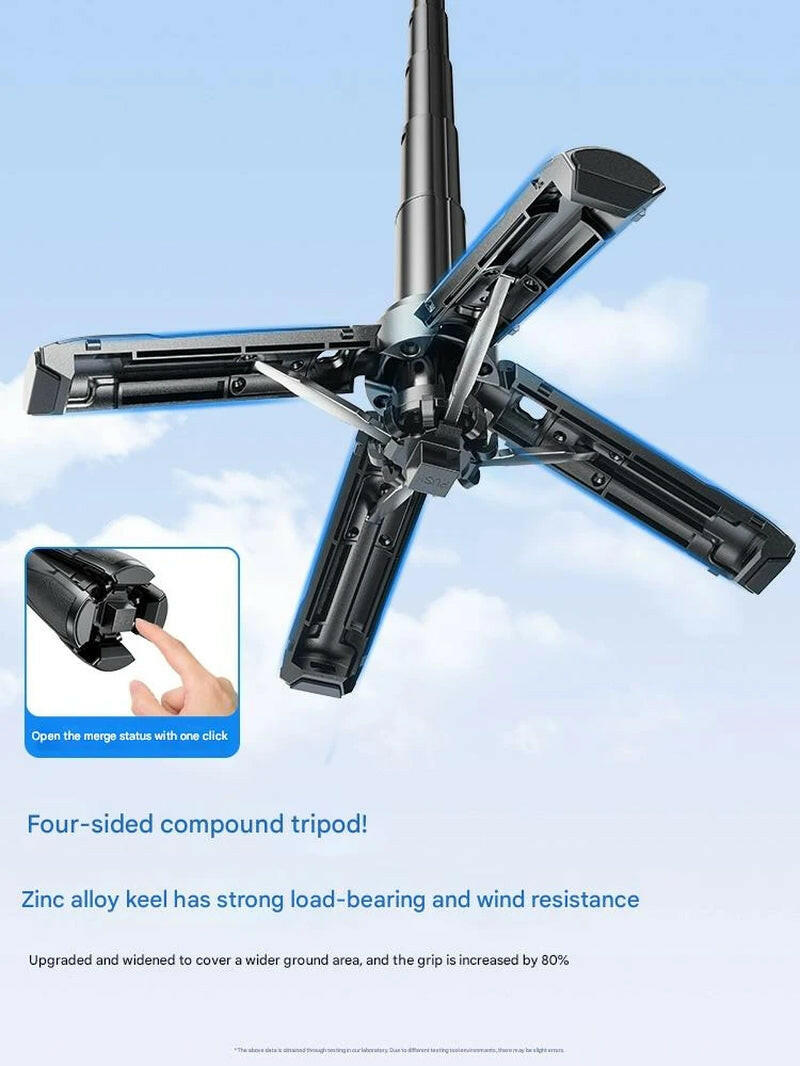 Premium 4-in-1 Selfie Stick with Wireless Remote, Magnetic Clip, and 360° Rotation for Optimal Photography