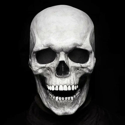 Halloween Latex Skull Mask – Full Head Horror Helmet with Movable Jaw