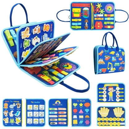 Montessori Busy Board – Sensory Learning Toy with 16 Activities for Toddlers & Preschoolers