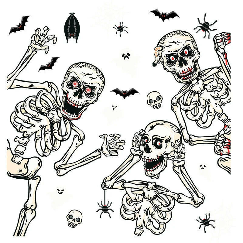 2025 Bloody Handprint & Halloween Sticker Set – Window, Wall & Floor Decals with Ghost, Bat, Pumpkin & Web Designs (1 Set)