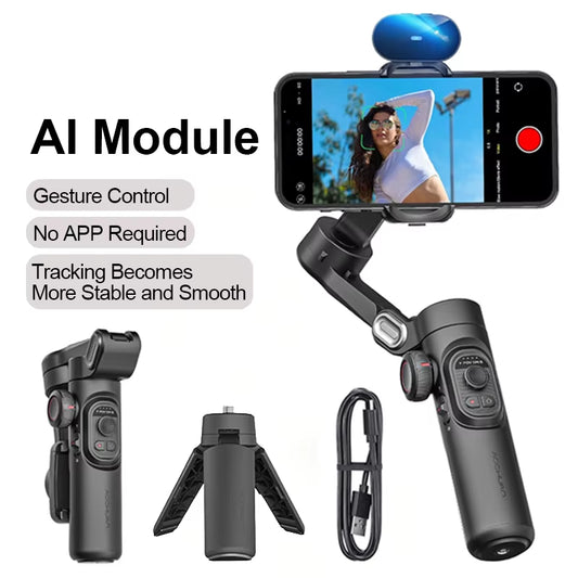 Smooth Your Shots! 🎥✨ The Ultimate 3-Axis Gimbal Stabilizer for Your Smartphone 📱 - Now with Face Tracking & Fill Light! Perfect for iPhone & Android! 💡👤