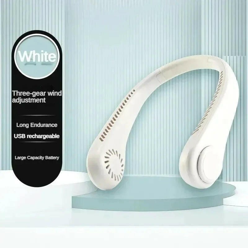 2025  Neck-Mounted Bladeless Fan - Portable Rechargeable Air Cooler with 3 Speed Settings for Outdoor Sports.