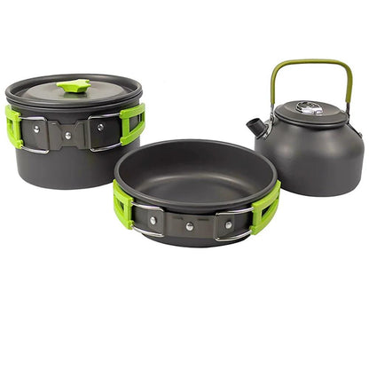 Ultralight Camping Cookware Set – Non‑Stick Aluminum Pot, Pan & Kettle for Outdoor Cooking & Hiking.