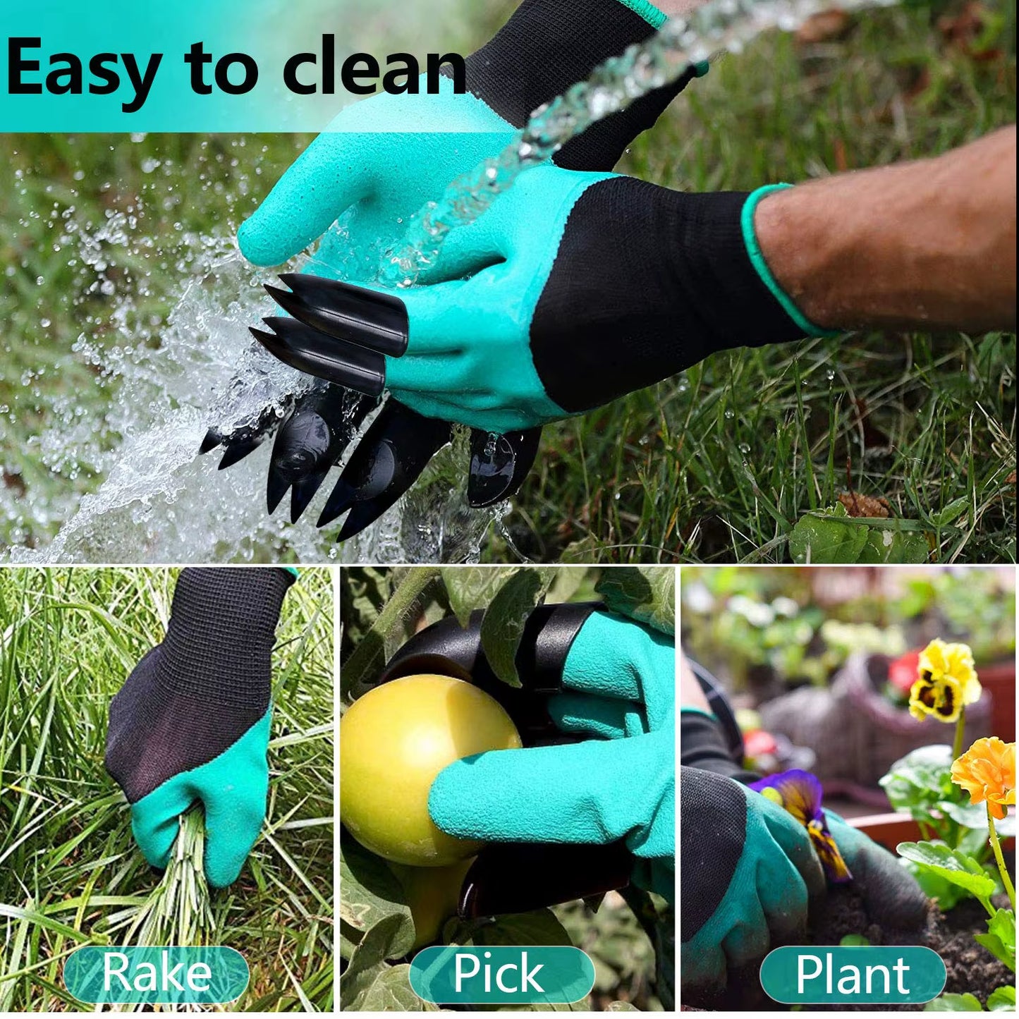 Garden gloves with built-in claws for effortless digging, planting & raking. Waterproof, breathable & protective. Perfect for gardening tasks! Durable & flexible fit.