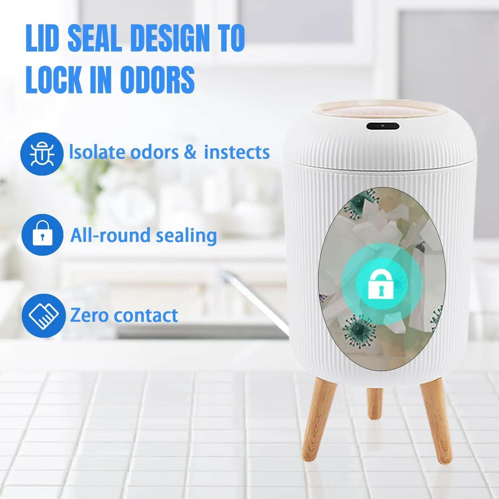 Smart Motion Sensor Trash Can - Automatic Lid, Odor Control & Stylish Design for Modern Homes & Offices!.