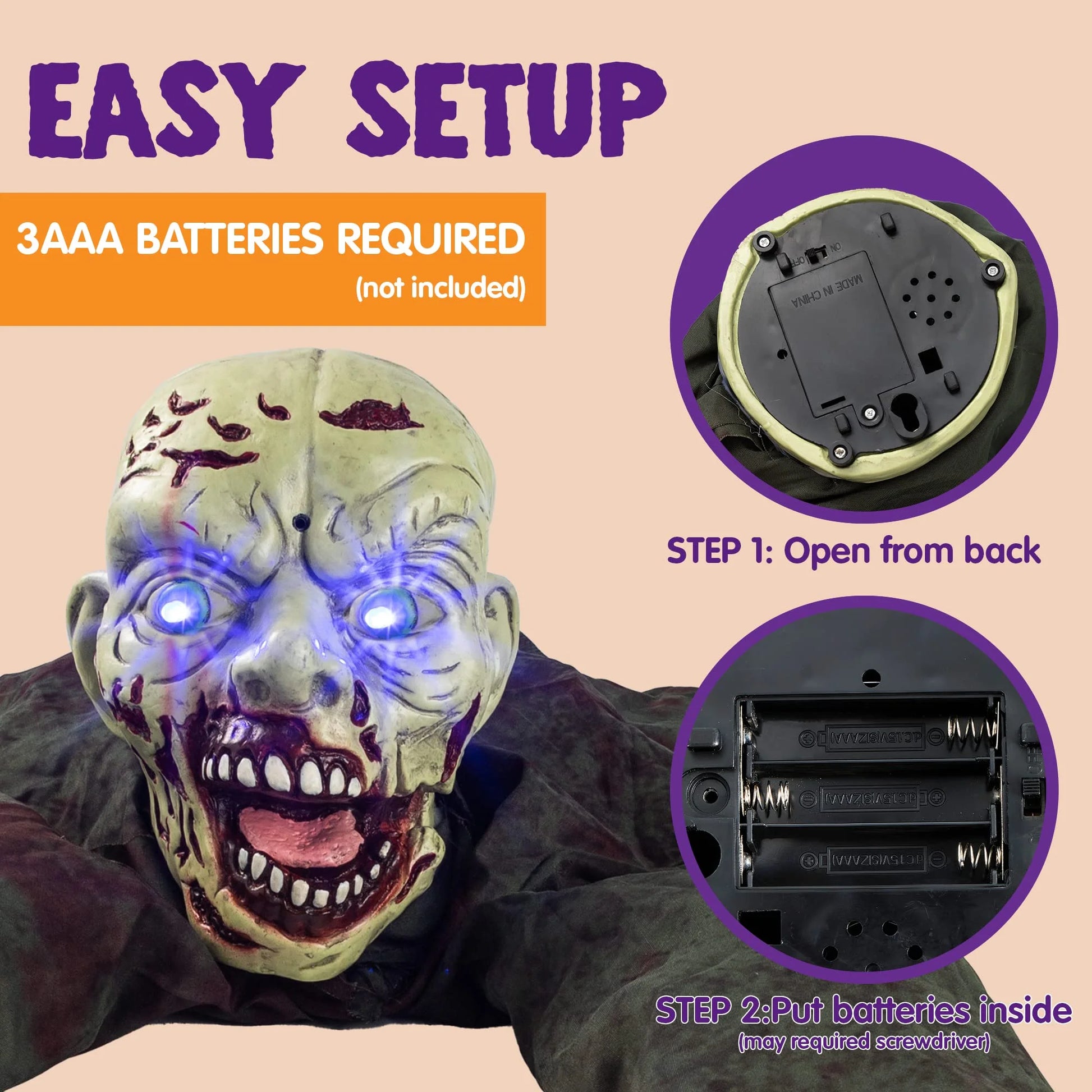 Halloween Groundbreaker Animated Halloween Decorations Zombie with Creepy Sound and Flashing Eyes
