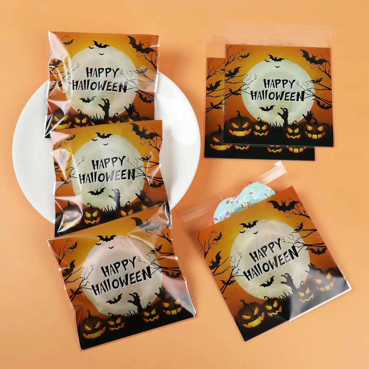 50-Pack Halloween Candy Bags – Pumpkin & Ghost Party Favor Bags for Trick-or-Treat & Home Decor (2025 Edition)