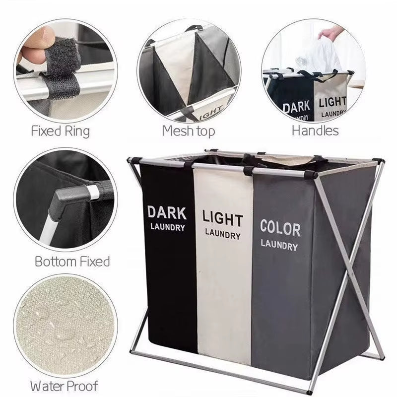 Foldable Laundry Basket – Waterproof Oxford Fabric, 1/3 Basket Organizer