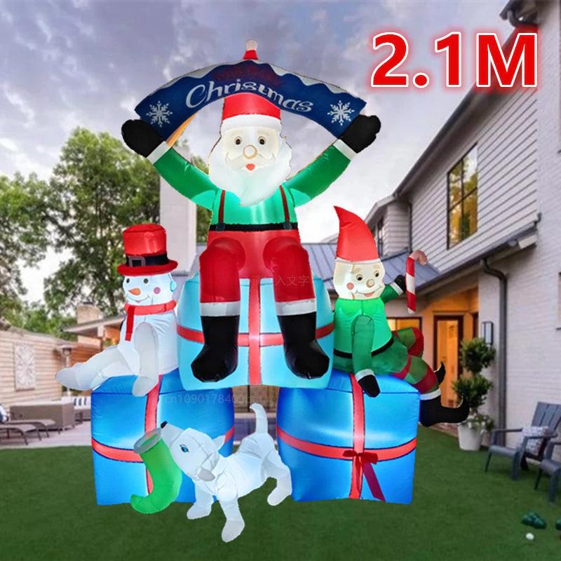 2.1M Christmas Santa and Friends -  LED Outdoor Inflatable.