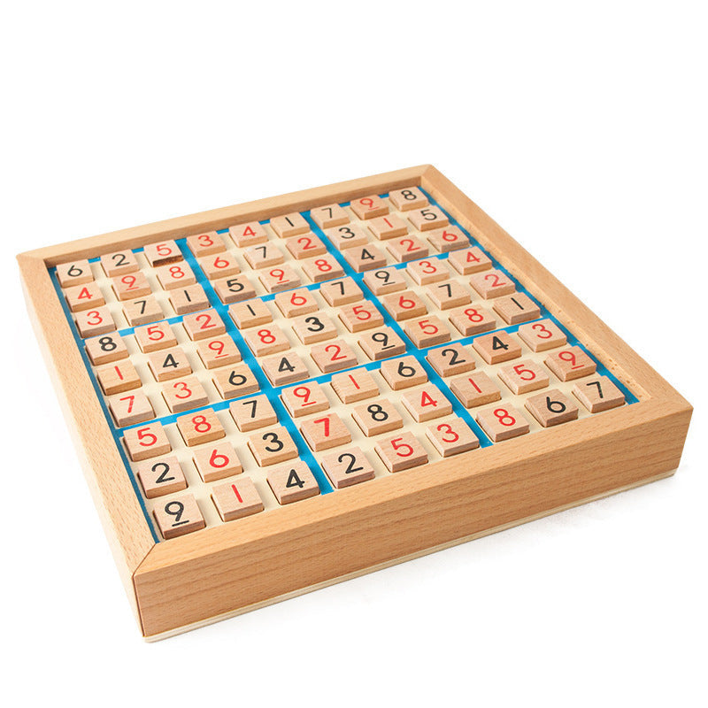 Beech wooden Sudoku Chess folding puzzle game for children and adults, eco-friendly and educational.