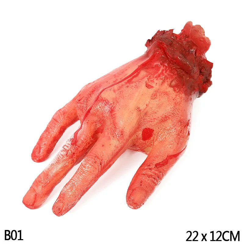 Horror Halloween Rubber Body Part Props – Fake Hands, Legs, Hearts & Brains for Haunted House & Party Decor